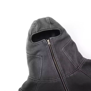Sweat à capuche zippé intégral surdimensionné pour homme – Vente en gros, stock disponible, coton mélangé premium, imperméable, écologique, streetwear d'hiver - Product Image 4