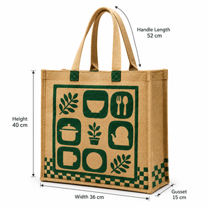 Bolsa de compras de yute natural con laminación interior de PP, 36 x 40 x 15 cm, asas de tela de algodón, logotipo personalizado, OEM, marca privada - Product Image 6