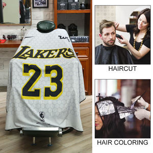 Cape de coiffure professionnelle en polyester imprimé, résistante à l'eau, pour salon de coiffure, avec fermeture ajustable au cou et bouton à crochet - Product Image 5