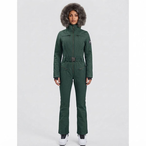 High Quality Men Jumpsuit Insulated Snowsuit with Detachable Fur Hood Slim Fitted Winter Snow <b>Overall</b> - Product Image 3
