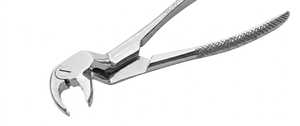 Forceps d'extraction dentaire pour molaires supérieures, revêtement chromé, poignées texturées, bec courbé, instrument chirurgical en acier inoxydable - Product Image 2
