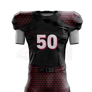 Ensemble d'uniformes de football américain noir et rouge à motif, pour joueur, taille 50, impression par sublimation, pour homme adulte, en polyester respirant - Product Image 4