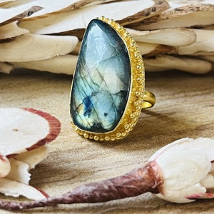 Fashionable Statement Design Labradorite <b>Ring</b> <b>Chunky</b> Brass Gold Plated Jewelry Ethnic Vintage Handmade <b>Ring</b> Wholesale Women <b>Ring</b> - Product Image 5