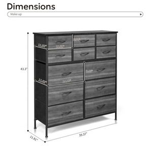 Cassettiera a 12 cassetti con 6 cassetti grandi e 6 piccoli in tessuto non tessuto, superficie in tessuto cationico e materiale in truciolato - Product Image 5