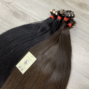 Extensiones de cabello humano vietnamita de alta calidad, superventas, cutícula alineada, marrón oscuro, negro, recto, doble dibujado, onda Natural - Product Image 4