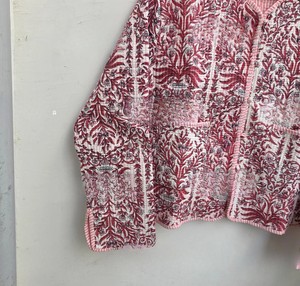 Handmade Knitted Breathable Jaipuri Cotton <b>Quilted</b> <b>Jacket</b> Women Mughal Floral Block Print Reversible Stripe <b>Pattern</b> Cardigan - Product Image 3