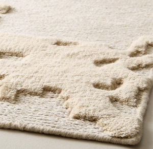 Tapis Dhurrie marocain tissé à la main, couleur crème, en laine texturée, pour la décoration du salon et de la chambre à coucher - Product Image 5