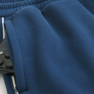 <b>Men's</b> Blue Cotton Sweatpants <b>Elastic</b> Waist Side Stripe Drawstring Casual Autumn Wear - Product Image 5