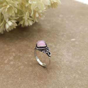 Vintage Handmade Pink Rose Quartz Gemstone Brass <b>Ring</b> 925 Silver Plated Adjustable Square <b>Statement</b> Boho Hippie Unisex <b>Ring</b> - Product Image 4
