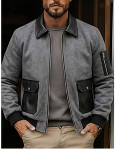 <b>Mens</b> <b>Suede</b> <b>Jacket</b> Elegant Casual Outerwear Durable Finish Stylish Fit OEM Custom Manufacturer Sample Service Available Premium - Product Image 2