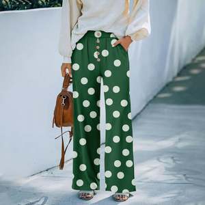Wholesale OEM Custom Logo Loose Wide Leg Pants for Women Summer Palazzo Lounge Pants High Waist Summer Beach Vacation <b>Trousers</b> - Product Image 4