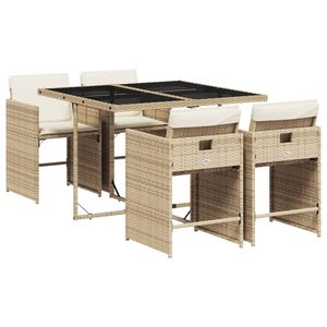 Juego de 4 Muebles de Jardín Plegables Medianos de Ratán Sintético PE Beige para Patio - Product Image 2