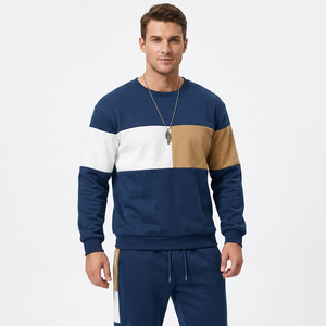 Ensemble de survêtement unisexe écologique à blocs de couleur unie, sweat-shirt à col rond à manches longues et pantalon de jogging à cordon de serrage, décontracté pour l'hiver - Product Image 3
