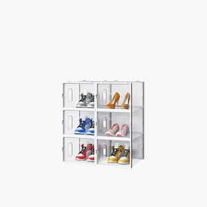 Scatola porta scarpe pieghevole in plastica bianca con rete, 6 pezzi, 36*28*21 cm, grande formato, combinabile liberamente - Product Image 2