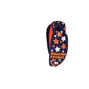 Hot Selling Custom <b>Beaded</b> Text <b>Headband</b> Gameday Star Embroidered Knotted Hairband with Personalized Letter Design Girls <b>Headband</b> - Product Image 1
