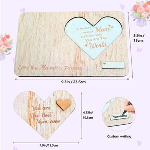 Heart Shape Wooden Photo <b>Frame</b> <b>With</b> Engraved Mom Quote Tabletop Display Handmade Creative Design - Product Image 5