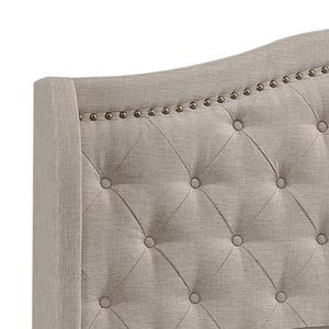 Lit Queen Size Beige Cuivre avec Tête de Lit Rembourrée – Accessoire de Literie Confortable - Product Image 5