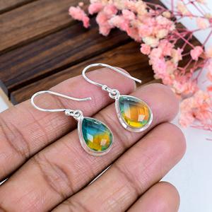 Bi Color Tourmaline Sterling <b>Silver</b> <b>Stud</b> <b>Earrings</b>, 925 Natural Gemstone Bridal Jewelry, Handmade Gift for Her - Product Image 5
