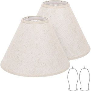 Set di 2 Paralumi Grandi Beige Stile Empire, 15 cm (top) x 40 cm (base) x 27,5 cm (altezza) per Lampade da Tavolo e da Terra - Product Image 1