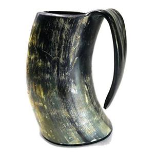 Jarra de Cerveza de Cuerno de Búfalo Estilo Europeo con Patrón de Mármol para Fiestas y Eventos, Vasos de Cuerno Duraderos para Adultos - Product Image 1