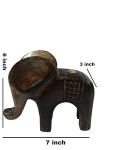 Handmade Wooden <b>Elephant</b> Figurine Animal Sculpture Dark Wood <b>Decorative</b> Desk Ornament for Home Gift Shop - Product Image 2