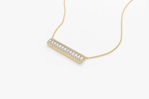 สร้อยคอทองคำเหลืองประดับเพชรทรงบาแกตต์เพาะเลี้ยงในห้องปฏิบัติการ - Product Image 5