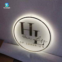 Enseignes lumineuses personnalisées haut de gamme pour salons de beauté, enseignes publicitaires LED rétroéclairées rondes et rectangulaires pour logo de marque intérieur/extérieur