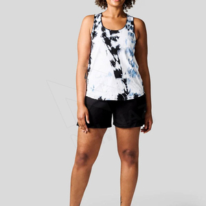 Débardeur tie-dye pour femme, col rond, tricoté en spandex et polyester, respirant, style décontracté, longueur normale - Product Image 4