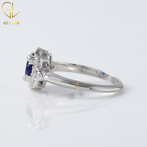 Blue Sapphire Diamond <b>Ring</b>, Art Deco Engagement <b>Ring</b>, Round Cut Moissanite Diamond Vintage <b>Ring</b>, <b>925</b> <b>Silver</b> Wedding <b>Ring</b> - Product Image 6