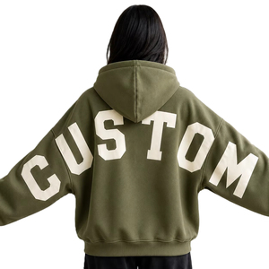 OEM/ODM Luxury Plain DTG Print Streetwear Custom Solid Available Heavy <b>Fleece</b> Unisex <b>Zipper</b> 100% Cotton Autumn Oversized Hoodies - Product Image 4