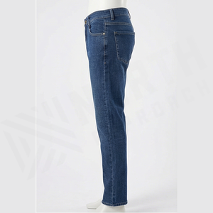 Jean en denim coupe droite délavé foncé pour homme, taille haute, coupe classique, en coton, style décontracté, pantalon d'automne - Product Image 5