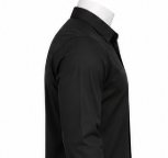 Chemise habillée décontractée classique noire à manches longues et col mandarin pour homme, 100 % coton respirant, idéale pour l'été et le quotidien, chic - Product Image 4