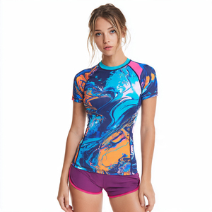Women Rash Guard Athletic Water Sports <b>Shirt</b> High Performance <b>Compression</b> Gear Flexible Fabric Stylish Workout Apparel Design - Product Image 3
