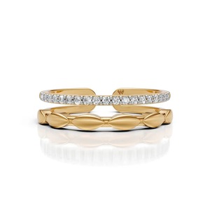 Anillo de Diamantes en Oro Amarillo y Blanco de 14K, Pieza de Joyería Fina para Hombre, con Bandas Abiertas de Doble Estructura - Product Image 1