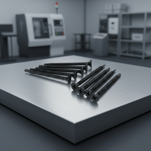 Tornillo para paneles de yeso PDC, clase 8.8, acero al carbono, rosca fina/grosa, punta de perforación, autorroscante, cabeza de campana, recubierto de fosfato, negro/gris - Product Image 1