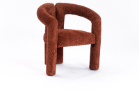 Fauteuil d'appoint moderne en tissu Teddy couleur caramel avec dossier en U pour salon