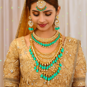 Premium Austrian Stone and <b>Mirror</b> Jhumki <b>with</b> Maangtikka 10575476MG Fashion Jewelry Set - Product Image 3