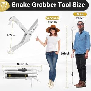 Heavy Duty Collapsible Snake Catcher Tongs Professional Reptile <b>Grabber</b> Stick Rattlesnake <b>Tool</b> Safe Handling Equipment - Product Image 2