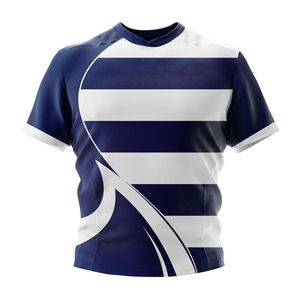 High Quality Breathable Moisture Wicking 100% Polyester Customizable Short Sleeve V-neck Elastic Waist <b>Men</b> Rugby Uniform - Product Image 5