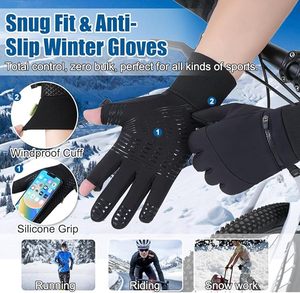 Gants d'hiver pour hommes et femmes - Gants thermiques imperméables pour temps froid, gants tactiles pour le cyclisme, la course à pied et le travail - Product Image 4
