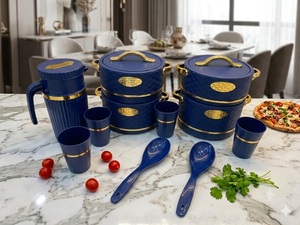 ANAX 11-Piece Luxury Design PTFE Coated Melamine Cookware Set Aluminum Bottom Exterior Mirror Polish Lightweight Includes <b>Soup</b> - Product Image 2