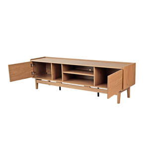 Modern teak Wood <b>Console</b> <b>Table</b> With <b>Storage</b> Shelves And Drawers Living Room Furniture Midcentury Design for indoor - Product Image 3
