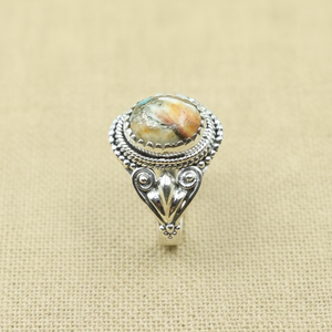 Pure 925 Sterling Silver Oyster Turquoise <b>Ring</b> Gold Yellow Plated Handmade Vintage Boho <b>Statement</b> Adjustable Women Jewelry Her - Product Image 1