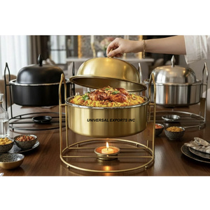 Casserole en acier inoxydable de designer, élégante et faite à la main, chauffe-plats décoratif classique et raffiné - Product Image 3
