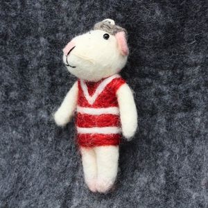 Handmade Plush Mouse Christmas Ornament Red Striped Sweater Cute Doll Decoration - Product Image 5