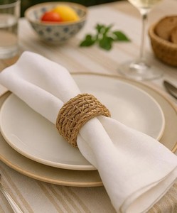 Anneaux de serviette en rotin tressé – Décoration de table style bohème et campagnard - Product Image 2