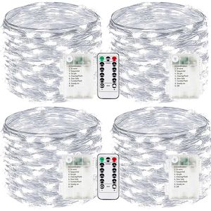Set di 4 Luci Fatate a LED da 100 LED, 10 Metri, a Batteria, Impermeabili, con Telecomando e 8 Modalità di Illuminazione per Uso Interno ed Esterno - Product Image 1