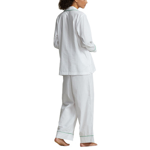 Pijamas de Algodón 100% Sueltos para Mujer, Conjunto de 2 Piezas con Camisa y Pantalones Lisos con Encaje, Ropa de Dormir para Verano, Venta al por Mayor, Moda Otoño 2026 - Product Image 2