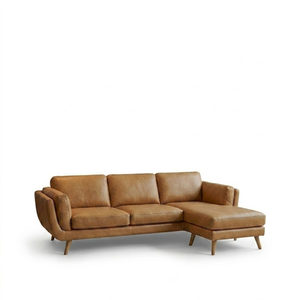 Luxury Upholstered Genuine Leather Modular <b>Sofa</b> with Chaise for Traditional Living Room Hotel Lobby and Premium Villa Interior - Product Image 1