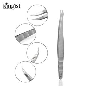 Ensemble de pinces à cils en acier inoxydable à pointe inclinée à 45 degrés Nouvel applicateur de cils pour extension de cils Pince à épiler en gros - Product Image 4